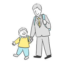 父親と子供が手をつないでいる画像